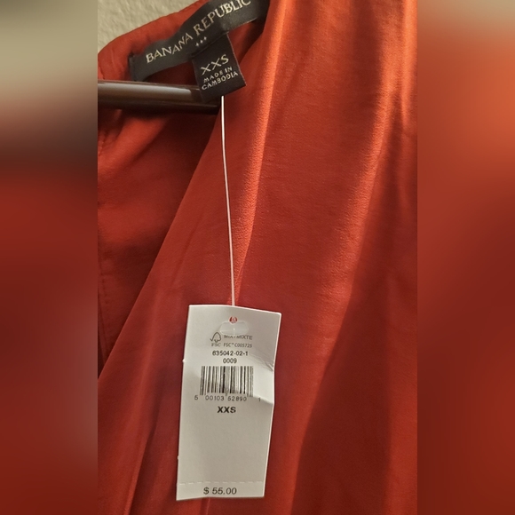 NWT Banana Republic Factory Tie Back Blouse, Rust Red, Size XXS (Fits Like XS) - Picture 5 of 6